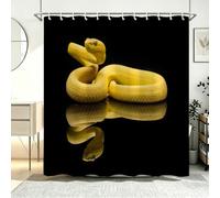 Yellow Python Shower Curtain 200x200 cm (79x79 Inch) Reptiles 3D Shower Curtains Set Waterproof Mould Resistant Polyester Fabric Bath Curtains with Hooks for Bathroom Decor D-406