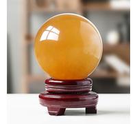 Yellow Quartz Crystal Sphere Citrine Ball Gemstone with Stand for Divination/Chakra Balance/Yoga/Home/Office FengShui Decoration,70mm