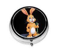 Yellow Rabbit Mini Round Pill Box, can be Put into Wallet, Pocket, Light and Convenient, 3 Compartment Pill Box, Portable Pill Box,