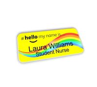 Yellow Rainbow Wave Logo Hello My Name is Name Badge 76 x 32 mm Doctor Student Doctor GP Healthcare Assistant Nurse Practitioner Clinical Medical