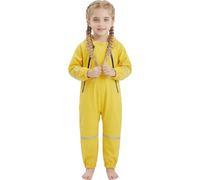 Yellow Raincoat for Kids Boys Girls Waterproof Windproof Lightweight Kids Rain Suit Coat All in One Dry Suit Puddle Unisex Drip Drop Hooded Raincoat Reflective Striped Outdoors 1-8 years Size 2 Years