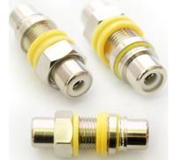 Yellow Rca Phono Female Panel Mount Coupler Adapter Wall Plate Chassis