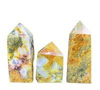 Yellow Realgar Jade Natural Stones Tower Quartz Crystal Wand Home Decoration Crafts Obelisk Cluster Specimen Section (Color : 63mm 70g)