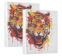 Yellow Red Angry Tiger 3 Ring Binders 1.5 Inch Clear View Three Ring Binders Versatile Binder Fits 200 Sheets 2 Pack