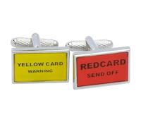 Yellow/Red Card Cufflinks - Onyx Art CK184 Mens Novelty Gift Referee Football In Premier Life Packaging