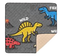 Yellow & Red Dinosaurs "Wild Fierce" Design Large Stylish Baby Playmat for Floor Non-Toxic Tummy Time Mat for Newborns Babies Infants Toddlers, 50'' x 50''