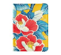 Yellow Red Flowers Big Leather Passport and Vaccine Card Wallet Combo for travel Vaccine Card Holder Cover Combo Document Organizer Holder Accessories for women Ultra Slim