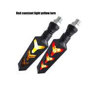 (yellow red) Universal Motorcycle LED Turn Signal Lamp Flowing Water Blinker Flashing Lights Bendable Motorcycle Tail Flasher Indicator