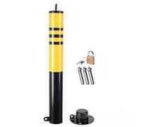 Yellow Reflective Traffic Barrier Post, 75x13cm Security Bollard for ing Lot, Iron ing Blocker with Reflective Tape for Warehouse Safety