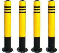 Yellow Reflective Traffic Delineator Posts, 4 Pack 35.4in Heavy Duty Steel Bollards to Prevent Driveway Blockage for Parking Lot Construction Road Marker