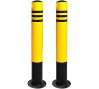 Yellow Reflective Traffic Delineator Posts, 4 Pack 35.4in Heavy Duty Steel Bollards to Prevent Driveway Blockage for Parking Lot Construction Road Marker