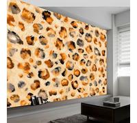 Yellow Retro Animal Leopard Print Spots Non-Woven 3D Decorative Wallpaper, Paste the Wall Mural Large Photo Wall Coverings, Easy to Apply for Living Room Bedroom Feature Wall 200 x 140 cm