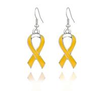 Yellow Ribbon Breast Cancer Awareness Earrings, Hostages Israel Bring Them Home Drop Earrings Cancer Survivor Support Jewelry Gifts for Women, Zinc, No Gemstone