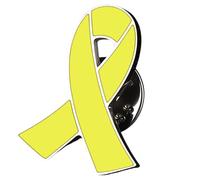 Yellow Ribbon Brooches and Pins for Bone Cancer Awareness or Bring Them Home Support Stainless Steel Yellow Ribbon Awareness Lapel Pins, M, Stainless Steel, no gemstone