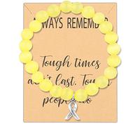 Yellow Ribbon Charm Beads Bracelet Cancer Awareness Gift for Endometriosis/Bladder Cancer/Suicide Prevention/Bone Cancer, 7-11, Nickel, no gemstone