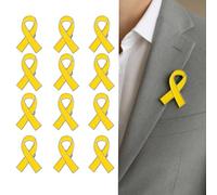 Yellow Ribbon Support Brooch - 12-Pack Israel Hostages Hope Bring Them Home Pins for Awareness, Remembrance & Everyday Wear