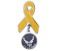 Yellow Ribbon with Air Force Symbol Charm Lapel Pin