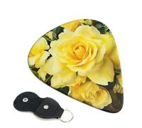 Yellow Rose 6 Pack Guitar Picks With Holder, Personalized Guitar Plectrums Non-Slip Portable Ukulele Bass Picks 0.46mm For Acoustic Guitar Lovers Gifts