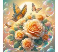 Yellow Rose Butterfly 1000 Piece Jigsaw Puzzles for Adults, Colourful, Fun, Challenging and Brainteasing Adults jigsaw puzzles 1000 Pieces, Beautiful Decoration Puzzle