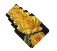 Yellow Rose Car Air Fresheners Cards 4 Pcs Hanging Fragrance Scented Cards Long-Lasting Car Aromatherapy Tablets for Wardrobe Bathroom Car Interior Mirror Pendant Gifts