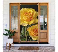 Yellow Rose Door Cover Decorations, Welcome Door Banner Backdrop Seasonal Spring Summer Porch Banner Sign Photo Background for Indoor Outdoor Party Decor 72.8 x 35.4 Inch