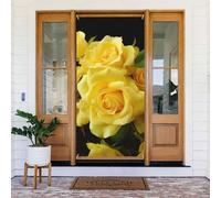 Yellow Rose Door Cover Decorations, Welcome Door Banner Backdrop Seasonal Spring Summer Porch Banner Sign Photo Background for Indoor Outdoor Party Decor 72.8 x 35.4 Inch