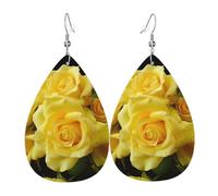 yellow rose earrings for women earings leather eardrop earring dangle earrings double sided lightweight ear accessories jewelry birthday gift