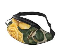 (Yellow Rose) Fanny Pack Waist Bag Adjustable Shoulder Strap Bum Bag for Men Women Travel Hiking Running