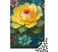 Yellow Rose Floral 1000 Pc Extra-thick Cardboard Premium Jigsaw Puzzle Teen Fans 12-18 Hard Difficult Challenge Fun Present 52x38cm/1000pcs