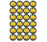 Yellow Rose Flower Circular Matt Paper Stickers A4 Sheet of 24 (Each Sticker is 45mm Diameter)