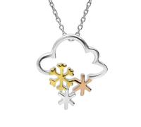 Yellow Rose Gold Sterling Silver Plated Cloud and Snowflakes Necklace - Option1 Value Silver CST-026