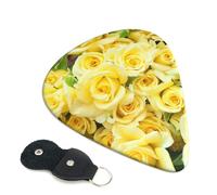 Yellow Rose Guitar Plectrums, 6 Guitar Plectrums, Printed on both sides for Electric Guitar Bass Ukulele (0.46 mm 0.71 mm 0.96 mm)