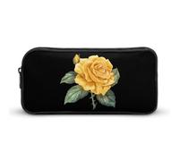 Yellow Rose Large Pencil Case Big Capacity Pencil Pouch Pen Bag Marker Pen Case for Women Men