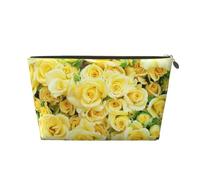 Yellow Rose Leather Cosmetic Bag - Large Capacity Portable Travelling Toiletry Bag, Suitable for Daily and Travelling Use