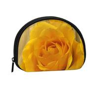 Yellow Rose Petals, Women's Storage Bag Shell Makeup Bag Small Coin Purse Shell Change Pouch