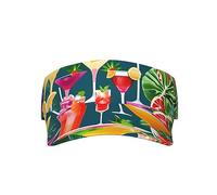 Yellow Rose Picture Adult Sunscreen Visor Hats Womens Men Wide Brim Beach Sun Visor Hat Open Top Design, Tropical Cocktail, One size