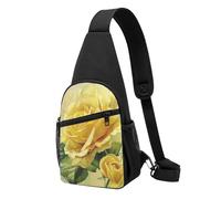 Yellow Rose Printed Chest Bag Sling Bag for Men Women, Outdoor Crossbody Fanny Packs Hiking Chest Packs Sport Daypacks