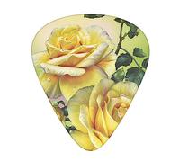 Yellow Rose Printed Guitar Picks With Organizer Storage Box 0.46 0.71 0.96 Mm Includes Thin Medium Heavy For Bass Electric Acoustic Guitars Ukulele 12 Pack