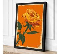Yellow Rose Rising Botanical Canvas Wall Art Print 24x16 Inch (61 x 41 cm)