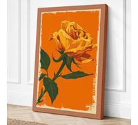 Yellow Rose Rising Botanical Canvas Wall Art Print 30x20 Inch (76 x 51 cm)