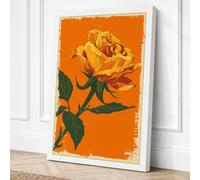 Yellow Rose Rising Botanical Canvas Wall Art Print 36x24 Inch (91 x 61 cm)