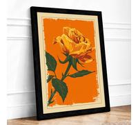 Yellow Rose Rising Botanical Framed Wall Art Print A3 (42×29.7cm) Black, Wall Decor for Living Room, Bedroom, Office & Home, Ready to Hang, Art Gift