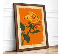 Yellow Rose Rising Botanical Framed Wall Art Print A3 (42×29.7cm) Walnut, Wall Decor for Living Room, Bedroom, Office & Home, Ready to Hang, Art Gift