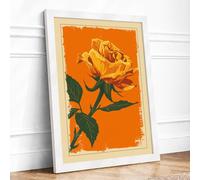 Yellow Rose Rising Botanical Framed Wall Art Print A4 (29.7×21cm) White, Wall Decor for Living Room, Bedroom, Office & Home, Ready to Hang, Art Gift