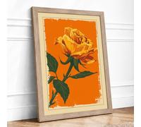 Yellow Rose Rising Botanical Framed Wall Art Print A4 Oak | Ready to Hang, Premium Gi Paper, Fade-Resistant Inks, Securely Packaged, UK Made