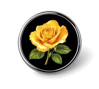 Yellow Rose Round Brooches And Pins for Women 1" Men Lapel Pin for Hat Bag Backpack Decor