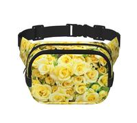 Yellow Rose Square Double-Layer Waist Bag Chest Bag Crossbody Bag Running Travel Hiking Waist Bag