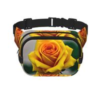 Yellow Rose Square Double-Layer Waist Bag Mini Adjustable Waist Belt Bag Exercise Running Travel Hiking, Black, One Size