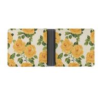 Yellow Rose Trendy Trifold Wallet for Men Classic Lightweight Credit Card Leather Wallets Money Clip