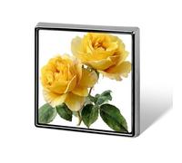 Yellow Roses Botanical Watercolor Luxury Floral Unisex Brooches & Pins Square Lightweight Lapel Badge Jewelry for Clothing Shawl Hat